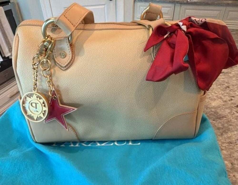 Parazul Barrel Satchel Handbag in Cream/Tan
